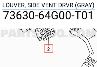 Suzuki 7363064G00T01 LOUVER, SIDE VENT DRVR (GRAY)