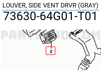 Suzuki 7363064G01T01 LOUVER, SIDE VENT DRVR (GRAY)