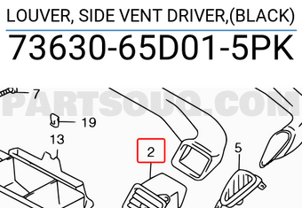 Suzuki 7363065D015PK LOUVER, SIDE VENT DRIVER,(BLACK)