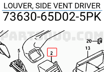 Suzuki 7363065D025PK LOUVER, SIDE VENT DRIVER
