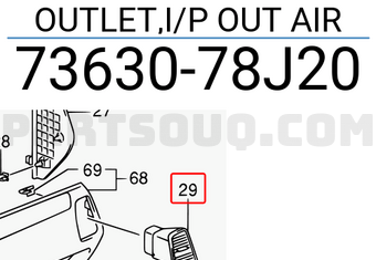 Suzuki 7363078J20 OUTLET,I/P OUT AIR