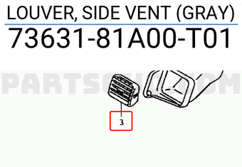 Suzuki 7363181A00T01 LOUVER, SIDE VENT (GRAY)