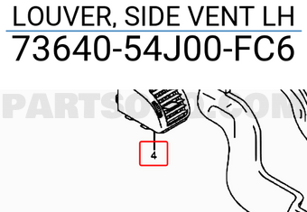 Suzuki 7364054J00FC6 LOUVER, SIDE VENT LH