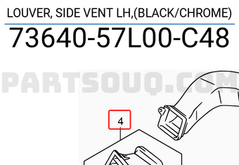 Suzuki 7364057L00C48 LOUVER, SIDE VENT LH,(BLACK/CHROME)