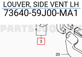 Suzuki 7364059J00MA1 LOUVER, SIDE VENT LH