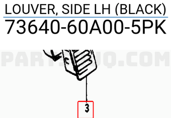 Suzuki 7364060A005PK LOUVER, SIDE LH (BLACK)