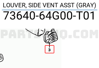 Suzuki 7364064G00T01 LOUVER, SIDE VENT ASST (GRAY)