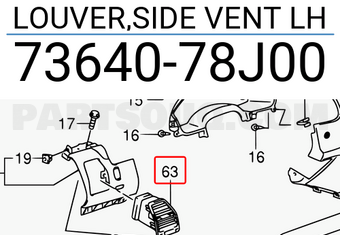 Suzuki 7364078J00 LOUVER,SIDE VENT LH