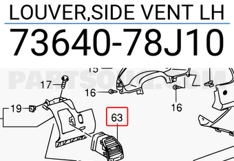 Suzuki 7364078J10 LOUVER,SIDE VENT LH