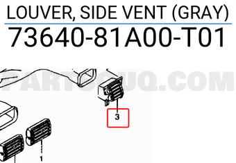 Suzuki 7364081A00T01 LOUVER, SIDE VENT (GRAY)