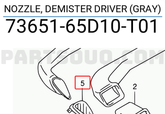Suzuki 7365165D10T01 NOZZLE, DEMISTER DRIVER (GRAY)