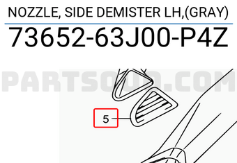 Suzuki 7365263J00P4Z NOZZLE, SIDE DEMISTER LH,(GRAY)