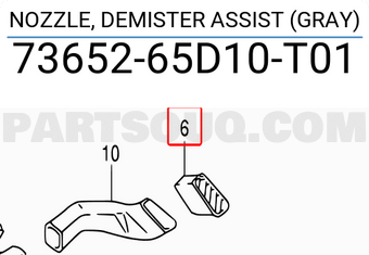 Suzuki 7365265D10T01 NOZZLE, DEMISTER ASSIST (GRAY)