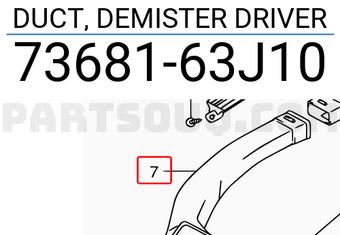 Suzuki 7368163J10 DUCT, DEMISTER DRIVER