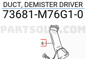 Suzuki 73681M76G10 DUCT, DEMISTER DRIVER