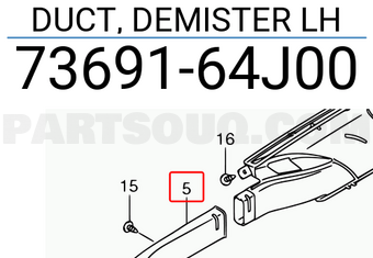 Suzuki 7369164J00 DUCT, DEMISTER LH