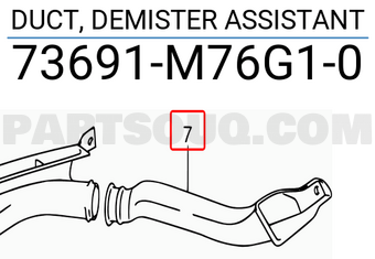 Suzuki 73691M76G10 DUCT, DEMISTER ASSISTANT