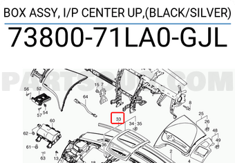 Suzuki 7380071LA0GJL BOX ASSY, I/P CENTER UP,(BLACK/SILVER)