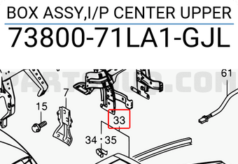 Suzuki 7380071LA1GJL BOX ASSY,I/P CENTER UPPER