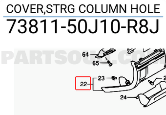 Suzuki 7381150J10R8J COVER,STRG COLUMN HOLE