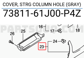 Suzuki 7381161J00P4Z COVER, STRG COLUMN HOLE (GRAY)