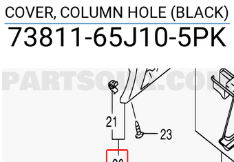 Suzuki 7381165J105PK COVER, COLUMN HOLE (BLACK)