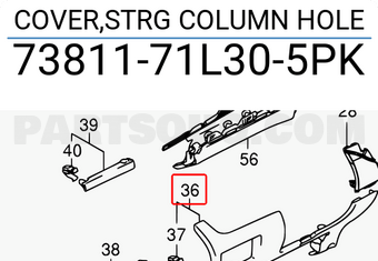 Suzuki 7381171L305PK COVER,STRG COLUMN HOLE