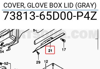 Suzuki 7381365D00P4Z COVER, GLOVE BOX LID (GRAY)