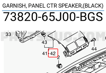 Suzuki 7382065J00BGS GARNISH, PANEL CTR SPEAKER,(BLACK)