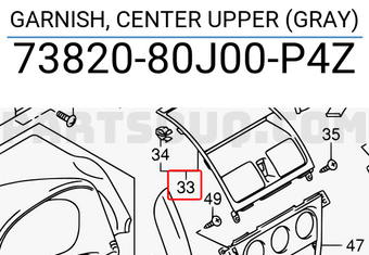 Suzuki 7382080J00P4Z GARNISH, CENTER UPPER (GRAY)