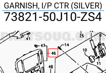 Suzuki 7382150J10ZS4 GARNISH, I/P CTR (SILVER)