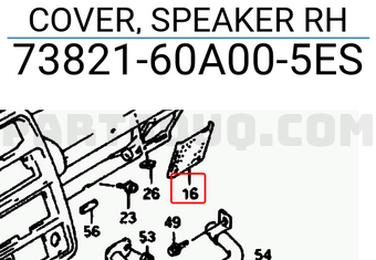 Suzuki 7382160A005ES COVER, SPEAKER RH