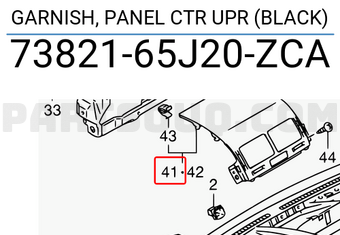 Suzuki 7382165J20ZCA GARNISH, PANEL CTR UPR (BLACK)