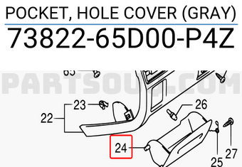 Suzuki 7382265D00P4Z POCKET, HOLE COVER (GRAY)