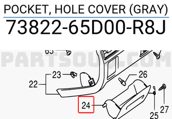 Suzuki 7382265D00R8J POCKET, HOLE COVER (GRAY)