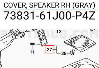 Suzuki 7383161J00P4Z COVER, SPEAKER RH (GRAY)