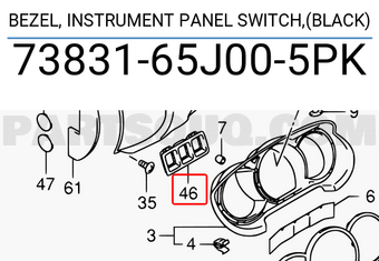 Suzuki 7383165J005PK BEZEL, INSTRUMENT PANEL SWITCH,(BLACK)
