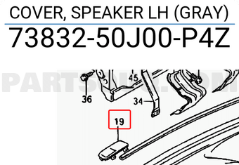 Suzuki 7383250J00P4Z COVER, SPEAKER LH (GRAY)
