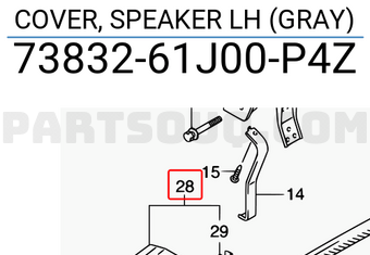 Suzuki 7383261J00P4Z COVER, SPEAKER LH (GRAY)