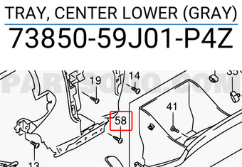 Suzuki 7385059J01P4Z TRAY, CENTER LOWER (GRAY)