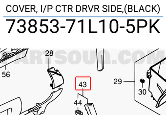 Suzuki 7385371L105PK COVER, I/P CTR DRVR SIDE,(BLACK)