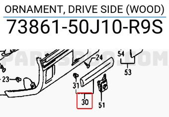Suzuki 7386150J10R9S ORNAMENT, DRIVE SIDE (WOOD)