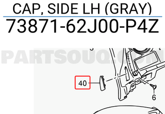 Suzuki 7387162J00P4Z CAP, SIDE LH (GRAY)