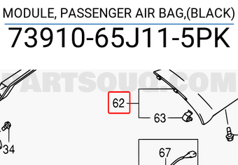 Suzuki 7391065J115PK MODULE, PASSENGER AIR BAG,(BLACK)