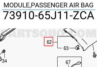 Suzuki 7391065J11ZCA MODULE,PASSENGER AIR BAG
