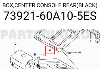 Suzuki 7392160A105ES BOX,CENTER CONSOLE REAR(BLACK)