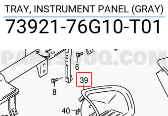 Suzuki 7392176G10T01 TRAY, INSTRUMENT PANEL (GRAY)
