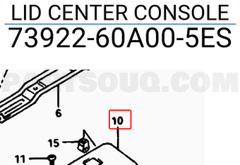 Suzuki 7392260A005ES LID CENTER CONSOLE