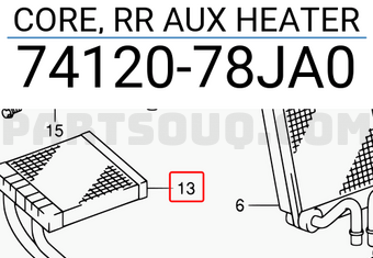 Suzuki 7412078JA0 CORE, RR AUX HEATER