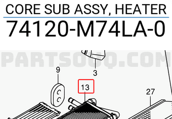 Suzuki 74120M74LA0 CORE SUB ASSY, HEATER